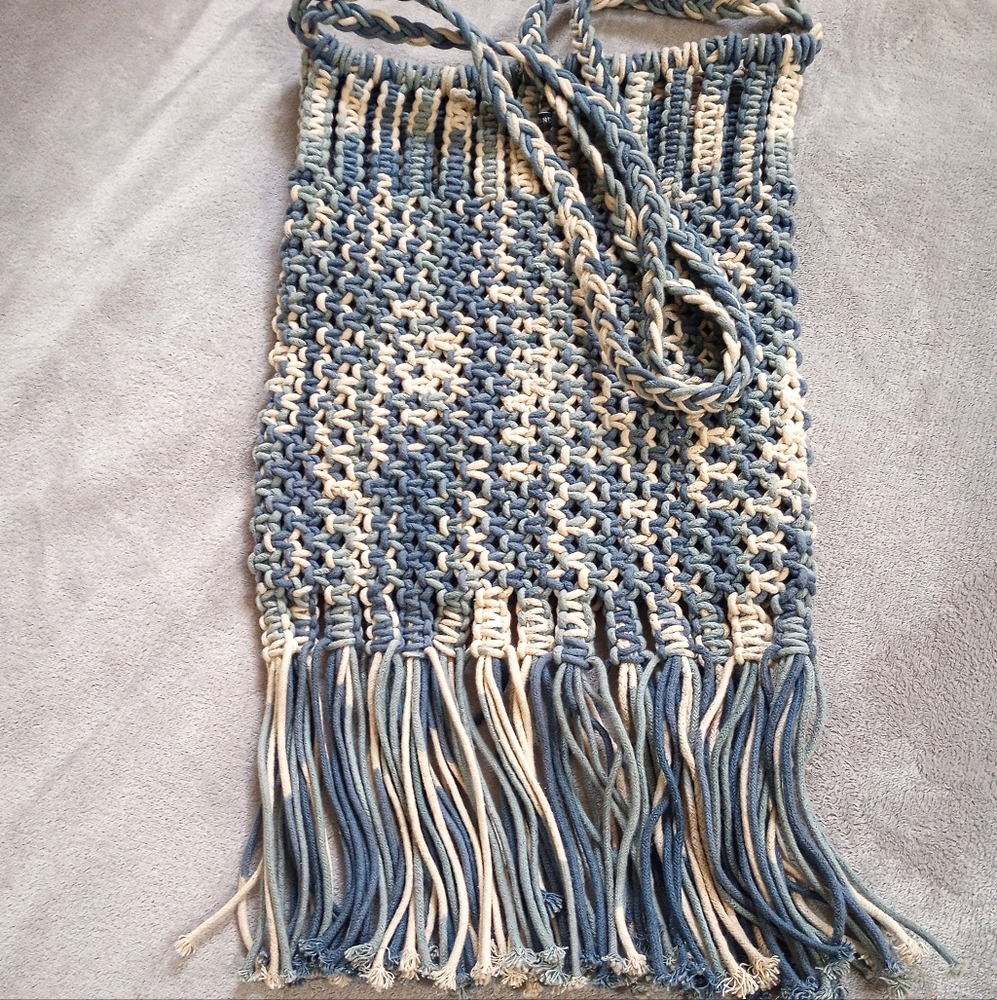 Boho Macrame Hand Made  Crossbody Bag Handbag Fringe